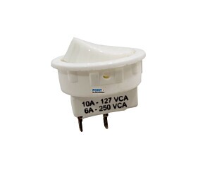 Chave Gangorra Liga / Desliga 10A 127Vca - 6A 250Vca Redonda Branca