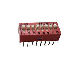 Chave Dip Switch KF-1002 8 Vias 90º Vermelho