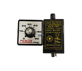 Relé de Tempo 0 A 60 Segundos CTF2RC2-12Vcc 2A 250Vca Metaltex