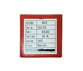 Fusível 20A 250V Pequeno 5DX20A Vidro