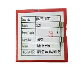 Fusível 3A 250V Pequeno 5X20 Vidro