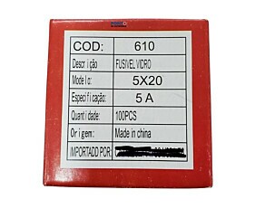 Fusível 5A 250V Pequeno 5X20 Vidro