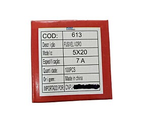 Fusível 7A 250V Pequeno 5X20 Vidro Cx 100pçs