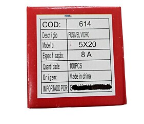 Fusível 8A 250V Pequeno 5X20 Vidro