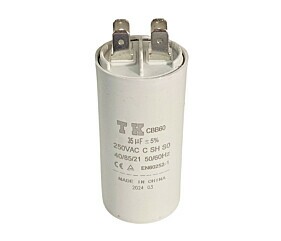 Capacitor Polipropileno 35uF x 250Vac 50/60Hz CBB60 Plástico Faston Tk