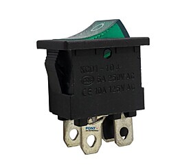 Chave Gangorra KCD1-104N Verde 4Terminais 2/8A 250V