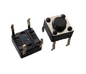 Chave Táctil KFC-A06 6X6X4,3 4 Terminais 180º Preto