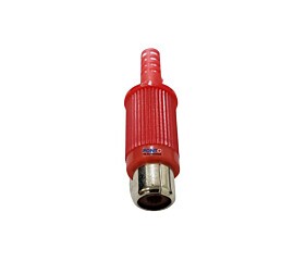 Conector Plug RCA Fêmea Plástico Vermelho Estriado