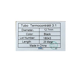 Termo Retrátil 12,7MM Preto Adesivado