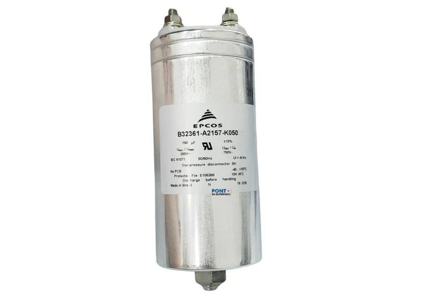 Capacitor Polipropileno 150uF x 250V 50/60Hz Alumínio Com Parafuso