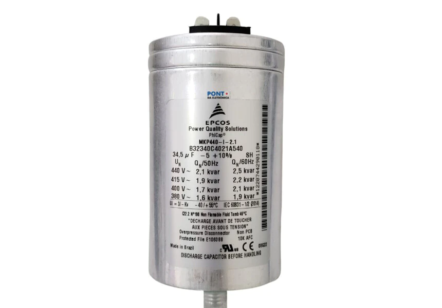 Capacitor Polipropileno 2,5Kvar x 440Vac = 34,5uF 50/60HZ B32340